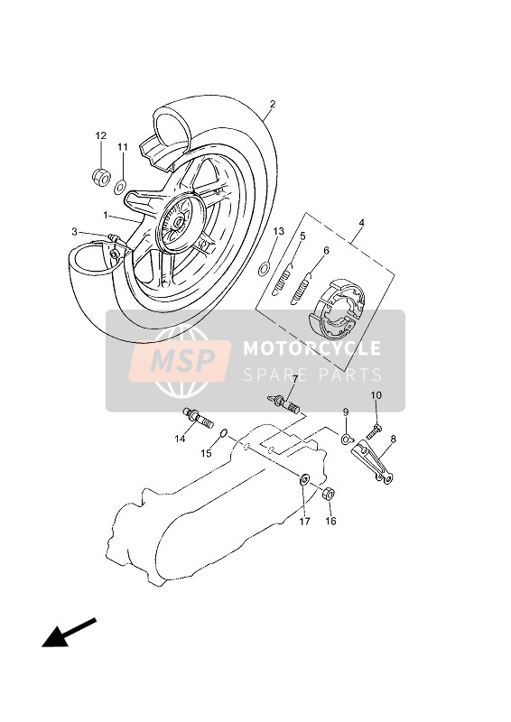 3AA253510000, Perno Ganasce Post.    CT/CR50, Yamaha, 1